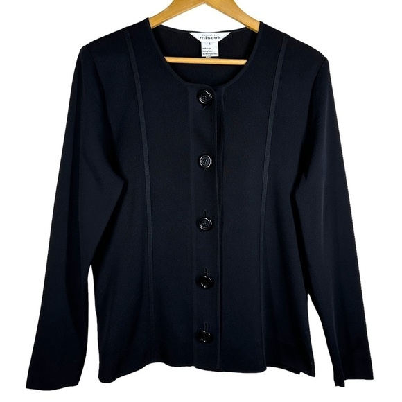 Exclusively Misook Oversized Button Soft Knit Black Cardigan Sweater Jacket S - Picture 1 of 5